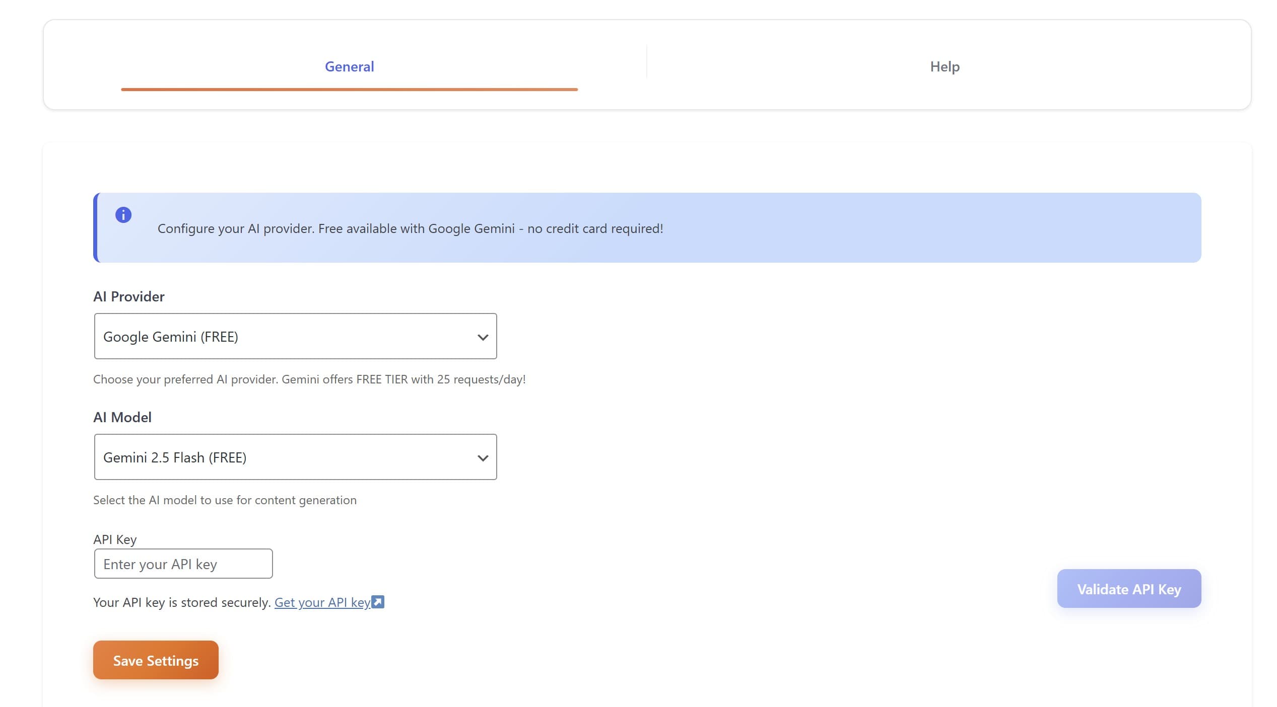 AI Configuration page in ProRank SEO
